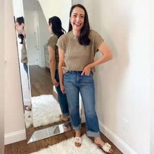 Loft high rise cuffed straight jeans